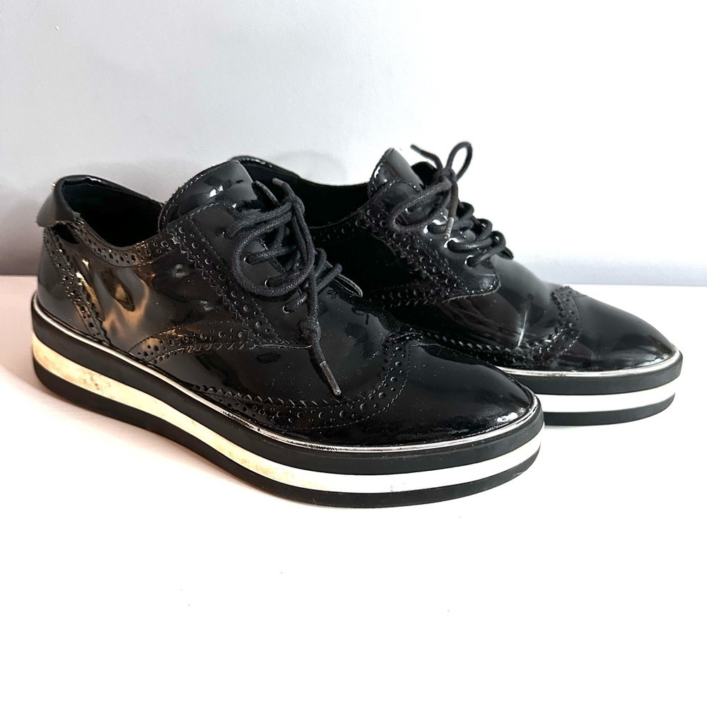 The WishBone Collection Black Patent Platform, Oxford Loafers, Brogues, EUC Sz 9